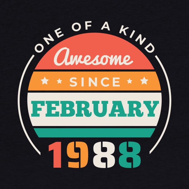 Retro Awesome Since February 1988 Birthday Vintage Bday 1988 by Now Boarding